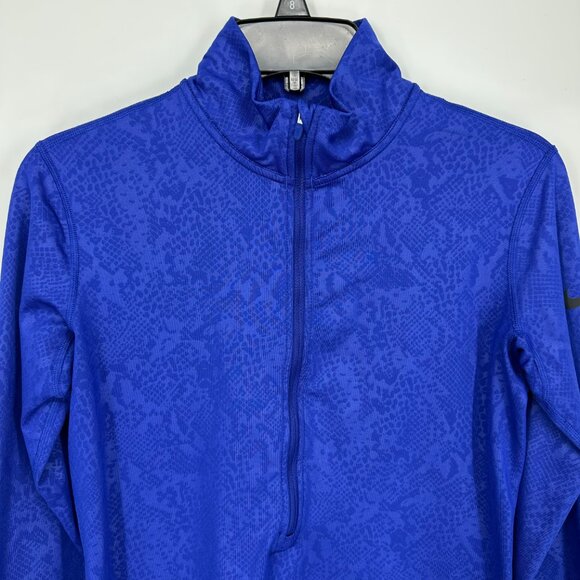 3/$25 Nike Pro Dri Fit Half Zip Pullover Top M Embossed Snake Skin Print Blue - Picture 7 of 8